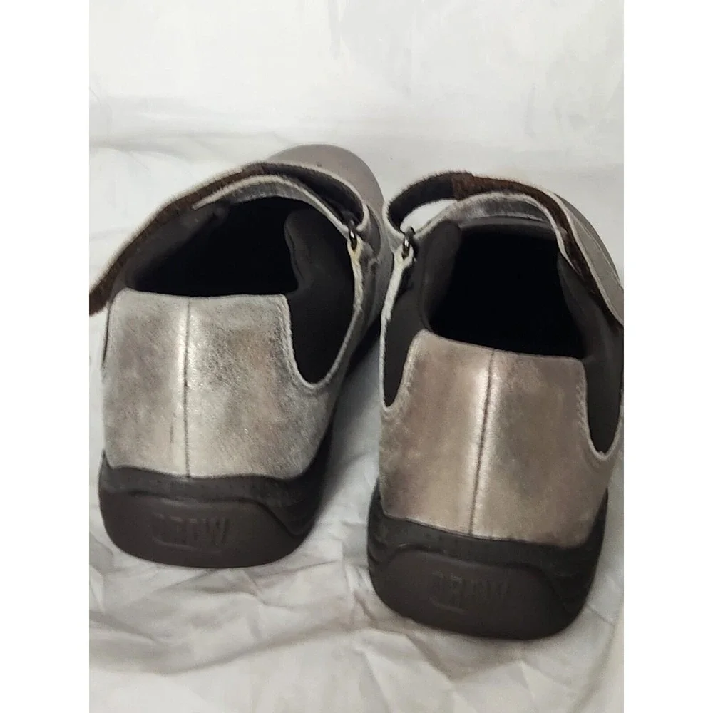DREW Women's Rose Mary Jane Shoes Silver Metallic Leather‎ Comfort Size 7W nurse
